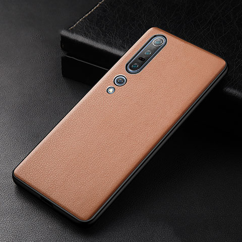 Coque Luxe Cuir Housse Etui S01 pour Xiaomi Mi 10 Pro Orange