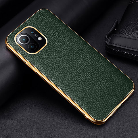 Coque Luxe Cuir Housse Etui S01 pour Xiaomi Mi 11 5G Vert