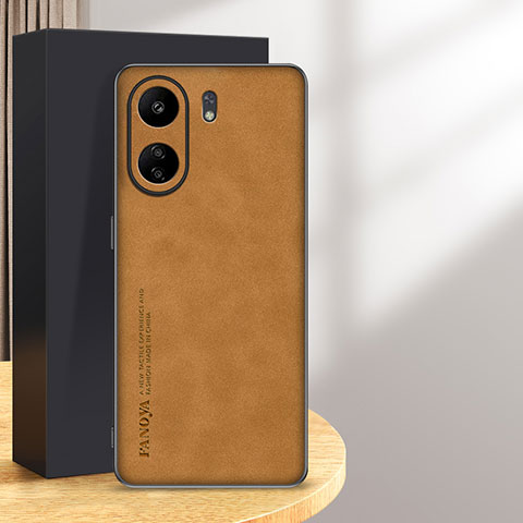 Coque Luxe Cuir Housse Etui S01 pour Xiaomi Poco C65 Orange