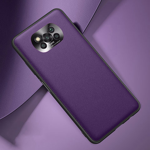 Coque Luxe Cuir Housse Etui S01 pour Xiaomi Poco X3 Pro Violet