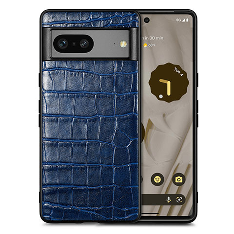 Coque Luxe Cuir Housse Etui S01D pour Google Pixel 7a 5G Bleu