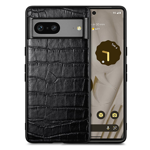 Coque Luxe Cuir Housse Etui S01D pour Google Pixel 7a 5G Noir