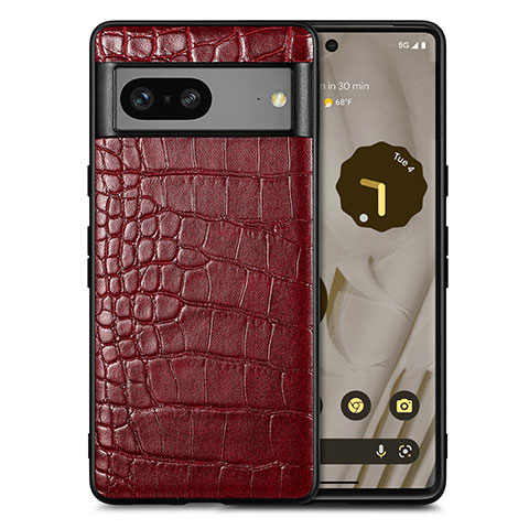 Coque Luxe Cuir Housse Etui S01D pour Google Pixel 7a 5G Rouge