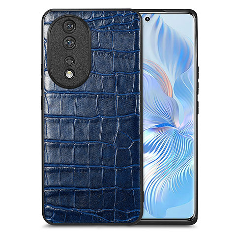 Coque Luxe Cuir Housse Etui S01D pour Huawei Honor 80 5G Bleu