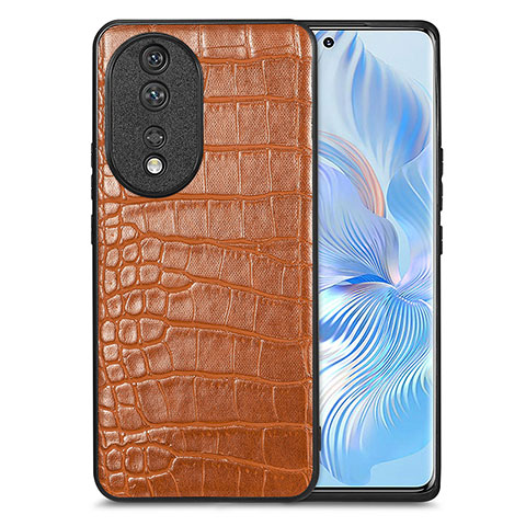 Coque Luxe Cuir Housse Etui S01D pour Huawei Honor 80 5G Marron