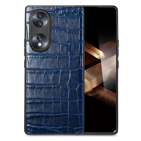 Coque Luxe Cuir Housse Etui S01D pour Huawei Honor X7b Bleu