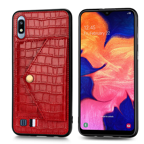 Coque Luxe Cuir Housse Etui S01D pour Samsung Galaxy A10 Rouge