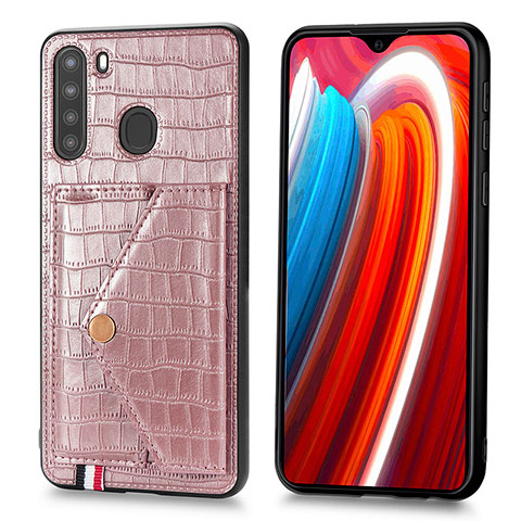 Coque Luxe Cuir Housse Etui S01D pour Samsung Galaxy A21 Or Rose