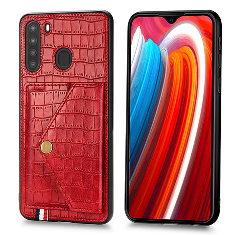 Coque Luxe Cuir Housse Etui S01D pour Samsung Galaxy A21 Rouge