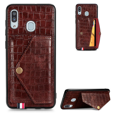 Coque Luxe Cuir Housse Etui S01D pour Samsung Galaxy A30 Marron