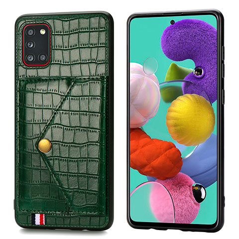 Coque Luxe Cuir Housse Etui S01D pour Samsung Galaxy A31 Vert