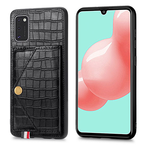 Coque Luxe Cuir Housse Etui S01D pour Samsung Galaxy A41 Noir