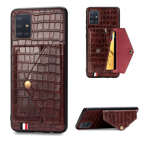 Coque Luxe Cuir Housse Etui S01D pour Samsung Galaxy A51 5G Marron