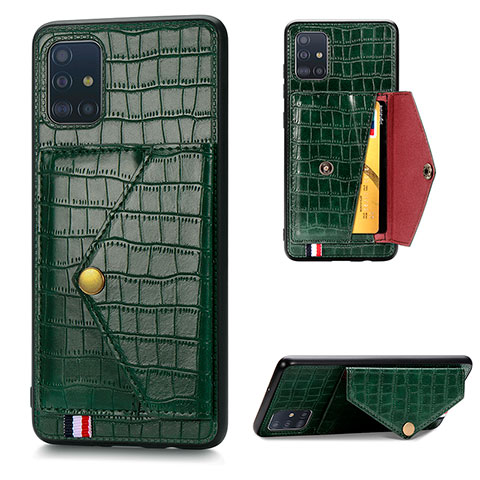 Coque Luxe Cuir Housse Etui S01D pour Samsung Galaxy A51 5G Vert