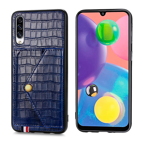 Coque Luxe Cuir Housse Etui S01D pour Samsung Galaxy A70 Bleu