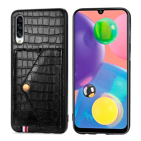 Coque Luxe Cuir Housse Etui S01D pour Samsung Galaxy A70 Noir