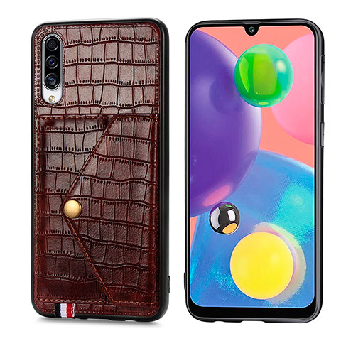 Coque Luxe Cuir Housse Etui S01D pour Samsung Galaxy A70S Marron