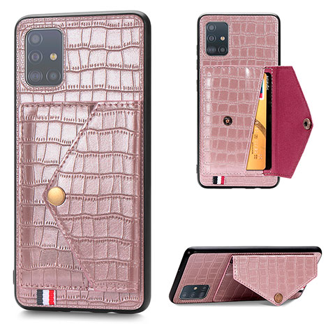 Coque Luxe Cuir Housse Etui S01D pour Samsung Galaxy A71 4G A715 Or Rose