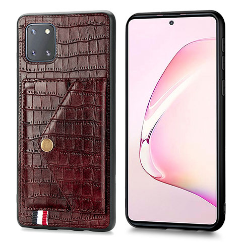 Coque Luxe Cuir Housse Etui S01D pour Samsung Galaxy A81 Marron