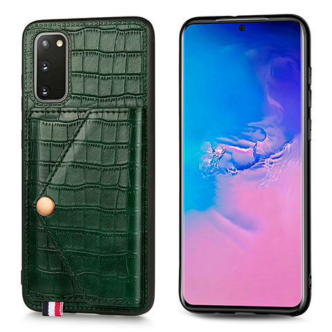 Coque Luxe Cuir Housse Etui S01D pour Samsung Galaxy S20 5G Vert