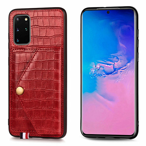 Coque Luxe Cuir Housse Etui S01D pour Samsung Galaxy S20 Plus 5G Rouge