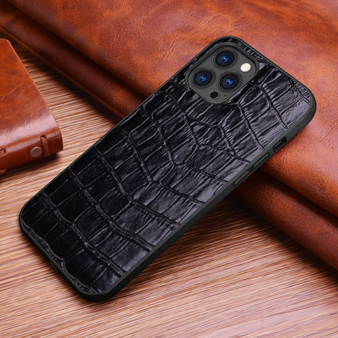 Coque Luxe Cuir Housse Etui S02 pour Apple iPhone 14 Pro Max Noir