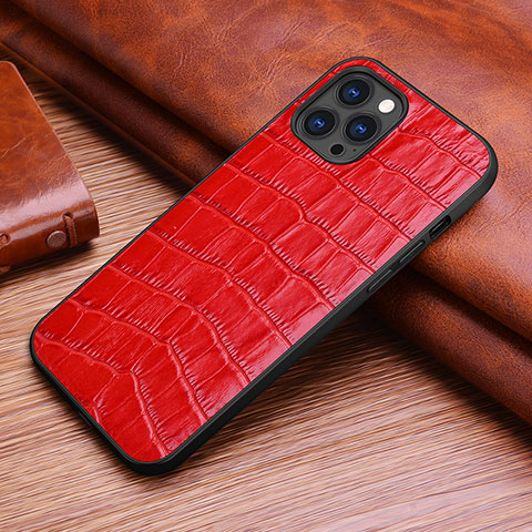 Coque Luxe Cuir Housse Etui S02 pour Apple iPhone 15 Pro Max Rouge