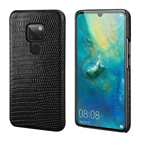 Coque Luxe Cuir Housse Etui S02 pour Huawei Mate 20 Noir