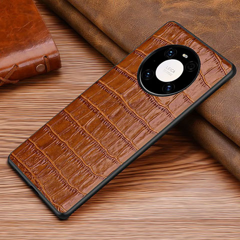 Coque Luxe Cuir Housse Etui S02 pour Huawei Mate 40E Pro 4G Marron