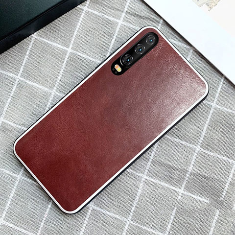 Coque Luxe Cuir Housse Etui S02 pour Huawei P30 Marron