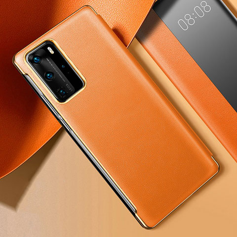 Coque Luxe Cuir Housse Etui S02 pour Huawei P40 Pro Orange