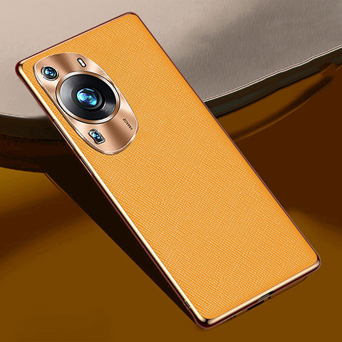 Coque Luxe Cuir Housse Etui S02 pour Huawei P60 Pro Orange