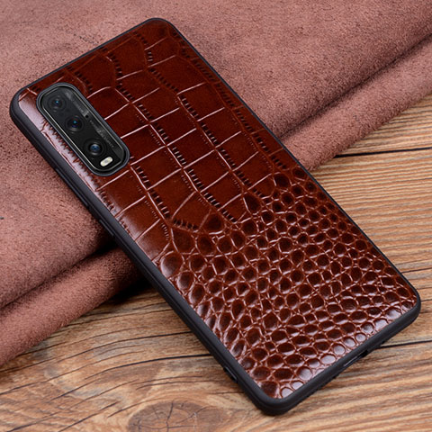 Coque Luxe Cuir Housse Etui S02 pour Oppo Find X2 Marron