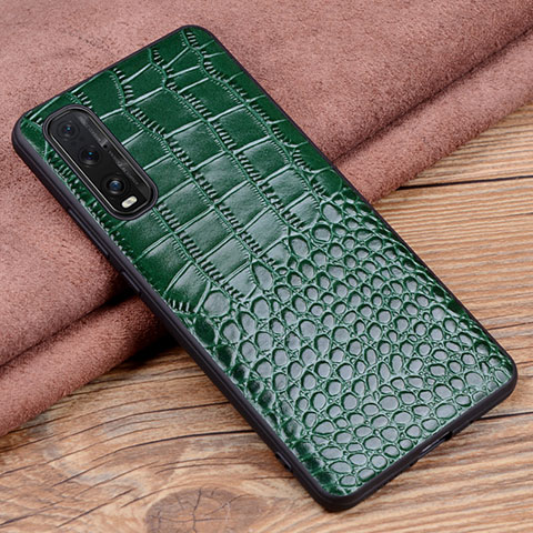 Coque Luxe Cuir Housse Etui S02 pour Oppo Find X2 Vert