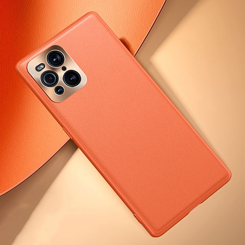 Coque Luxe Cuir Housse Etui S02 pour Oppo Find X3 5G Orange