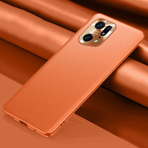 Coque Luxe Cuir Housse Etui S02 pour Oppo Find X5 Pro 5G Orange