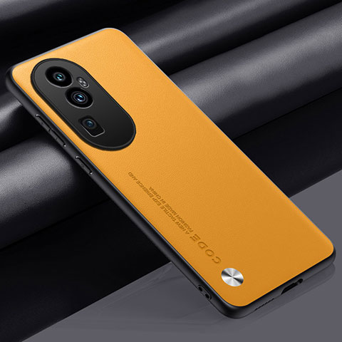 Coque Luxe Cuir Housse Etui S02 pour Oppo Reno10 Pro+ Plus 5G Jaune