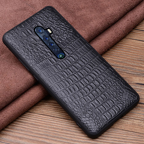 Coque Luxe Cuir Housse Etui S02 pour Oppo Reno2 Noir