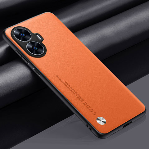 Coque Luxe Cuir Housse Etui S02 pour Realme C55 Orange