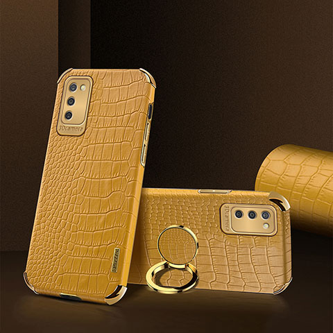 Coque Luxe Cuir Housse Etui S02 pour Samsung Galaxy A03s Jaune