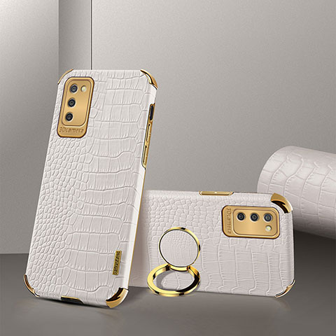 Coque Luxe Cuir Housse Etui S02 pour Samsung Galaxy M02s Blanc