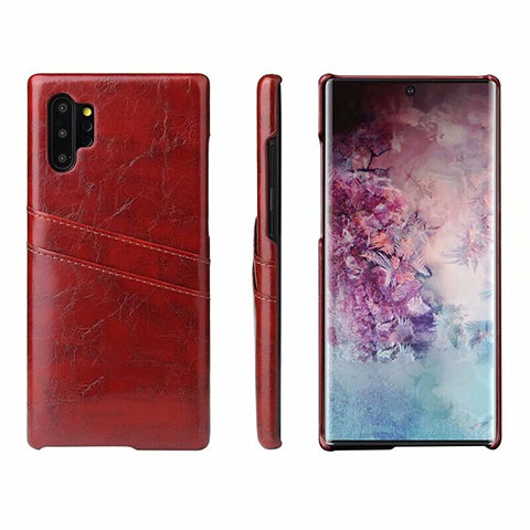 Coque Luxe Cuir Housse Etui S02 pour Samsung Galaxy Note 10 Plus Vin Rouge