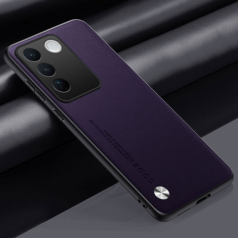 Coque Luxe Cuir Housse Etui S02 pour Vivo V27e 5G Violet