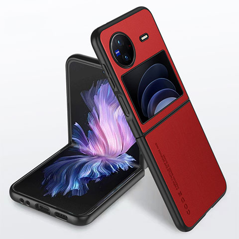 Coque Luxe Cuir Housse Etui S02 pour Vivo X Flip 5G Rouge