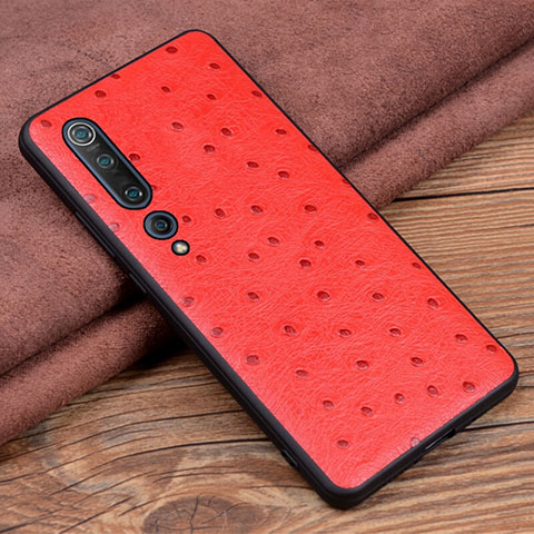 Coque Luxe Cuir Housse Etui S02 pour Xiaomi Mi 10 Rouge