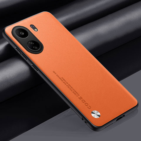 Coque Luxe Cuir Housse Etui S02 pour Xiaomi Poco C65 Orange