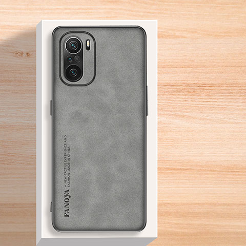 Coque Luxe Cuir Housse Etui S02 pour Xiaomi Poco F3 5G Gris