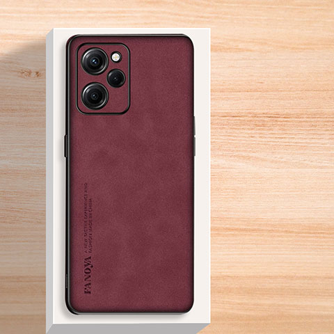 Coque Luxe Cuir Housse Etui S02 pour Xiaomi Redmi Note 12 Pro Speed 5G Rouge