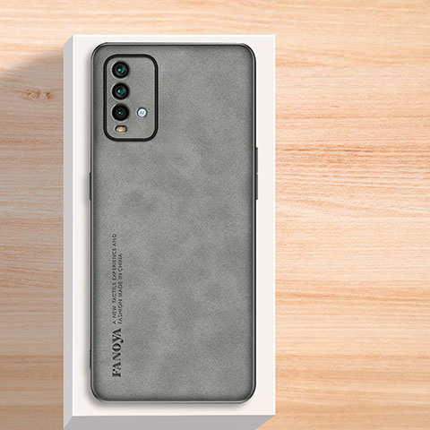 Coque Luxe Cuir Housse Etui S02 pour Xiaomi Redmi Note 9 4G Gris