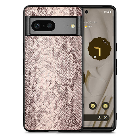 Coque Luxe Cuir Housse Etui S02D pour Google Pixel 7 5G Gris